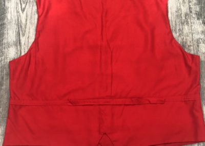 Red poly satin V back