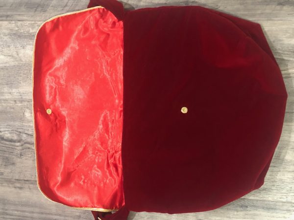 Red poly satin inside messenger bag